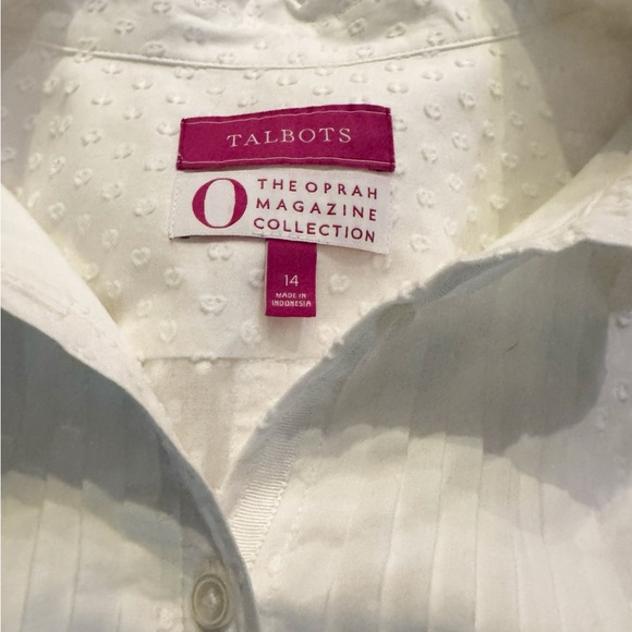 Talbots White Polka Dot Button-Up Blouse - Picture 5 of 5